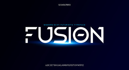 Fusion, an Abstract modern minimalist geometric futuristic alphabet font. digital space typography vector illustration design
