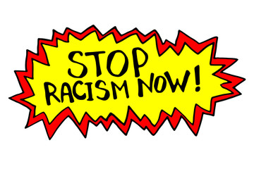 Stop racism - vector lettering doodle handwritten on theme of antiracism, protesting against racial inequality and revolutionary design. For flyers, stickers, posters