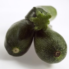 Long Courgette or Zucchini, cucurbita pepo, Vegetables against White Background