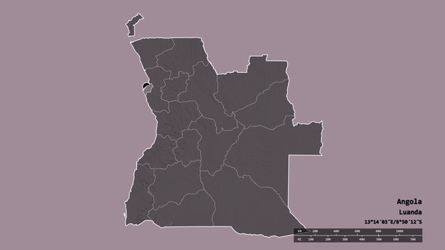 Location of Luanda, province of Angola,. Administrative