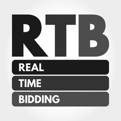 RTB - Real-time bidding acronym, business concept background