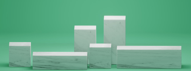 3D rendering of Minimal background, mock up scene with podium geometry shape for product display on green background.