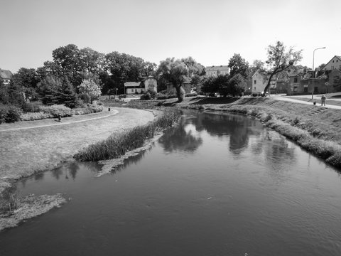 Lyna river. Artistic look in black and white.