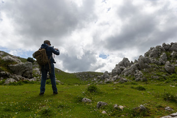 hiker on the top of a mountain on Gallinola in Matese Park