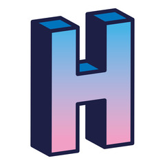 3d h letter design, lettering typography retro and comic theme Vector illustration