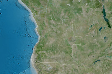 Angola outlined. Satellite