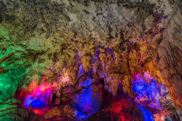 Obraz na płótnie Canvas Colorful natural stalactite landscape in the cave