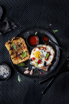 Toast and egg for breakfast