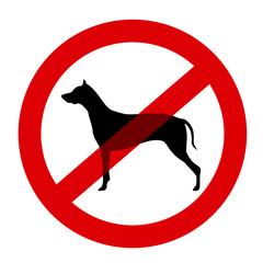 Dog is forbidden, prohibited and banned. Sign and symbol of pet that is crossed out - interdiction and prohibition. Vector illustration isolated on white.
