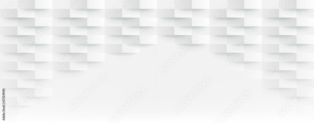 Wall mural 3d futuristic white paper corners mosaic white background. realistic geometric mesh rectangle textur