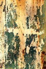Creative bright metallic background. Flat background texture of dirty rusty metal. Bright rusty spots as the main background for a vintage scratched design