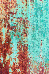 Creative bright metallic background. Flat background texture of dirty rusty metal. Bright rusty spots as the main background for a vintage scratched design