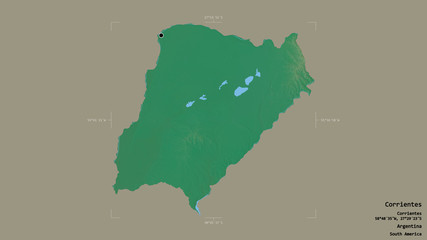 Corrientes - Argentina. Bounding box. Relief