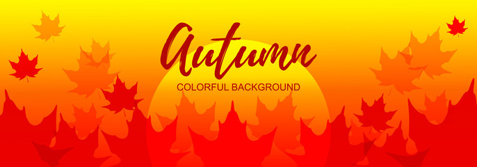 Autumn horizontal banner with maple leaves. Place for text. Vector illustration