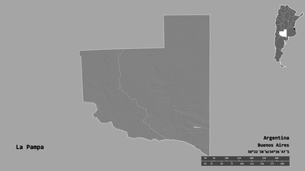 La Pampa, province of Argentina, zoomed. Bilevel