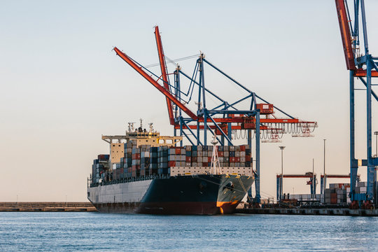 Cargo boat in Malaga port, Spain