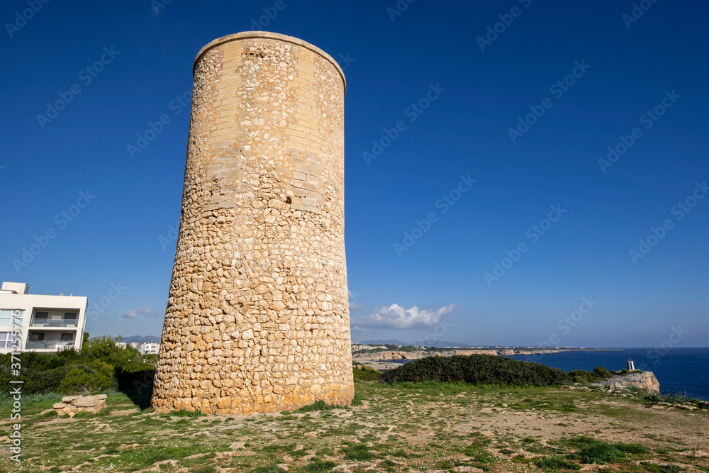 Wall mural torre del Serral dels Falcons, 1577, Porto Cristo, Manacor, Mallorca, Balearic islands, spain