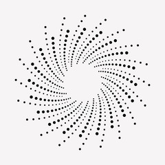 Abstract circle spiral background. Dotted concentric pattern. Spiral, swirl, twirl halftone design element for various purposes.