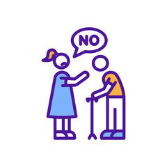 Age discrimination RGB color icon. Elderly people without work. Unemployment among seniors. Social issue with ageism. Old people rejected with job position. Isolated vector illustration