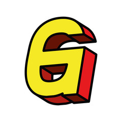3d g letter design, lettering typography retro and comic theme Vector illustration