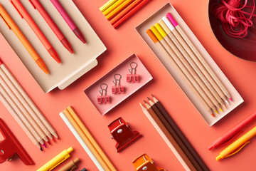 Set of colorful school stationery