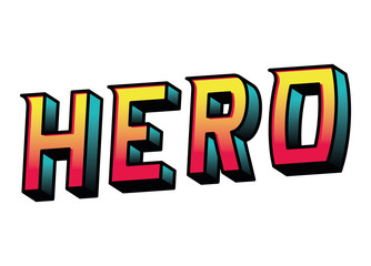 hero lettering design, typography retro and comic theme Vector illustration