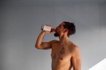 Man drinking CBD drink