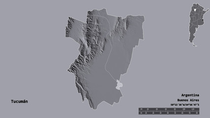 Tucumán, province of Argentina, zoomed. Administrative
