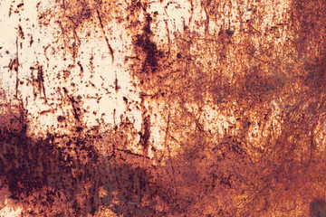 Creative bright metallic background. Flat background texture of dirty rusty metal. Bright rusty spots as the main background for a vintage scratched design