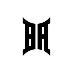 BA monogram logo with curved side