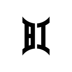 BI monogram logo with curved side