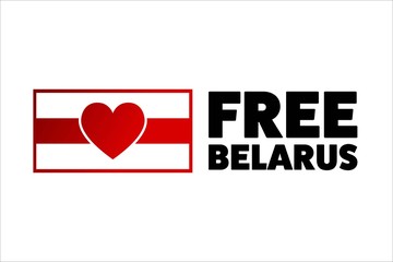 Inscription Free Belarus. Concept of protests in Belarus. Template for background, banner, card, poster with text inscription. Vector EPS10 illustration.