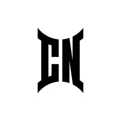 CN monogram logo with curved side