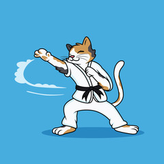 cartoon cats doing martial arts with cool poses