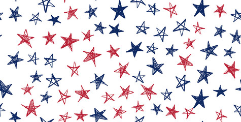 Independence Day USA. Presidents day. Hand drawn illustration. Stars grunge.	