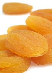 Dryed Apricots, prunus armeniaca against White Background