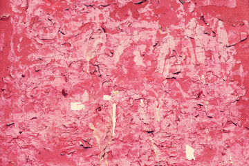 Urban Billboard With Torn Peeled Poster Horizontal Wide Grungy Background. Outdoor Bulletin Board Or Plywood Panel With Worn Advertising Message Notice And Stickers Street Texture. Abstract Web Banner