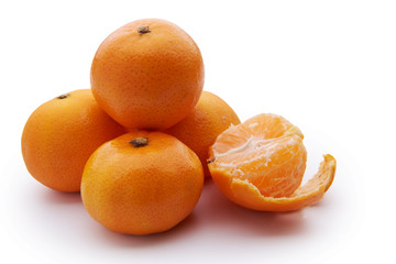 mandarin oranges on white backbground