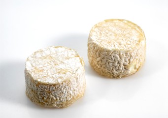 French Crottin Goat Cheese against White Background
