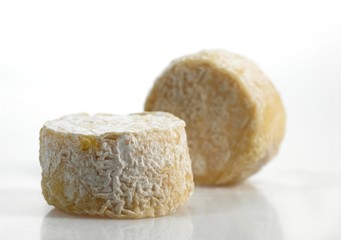 French Crottin Goat Cheese against White Background