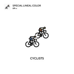 Fototapeta na wymiar Cyclists Simple vector icon. Cyclists icons for your business project