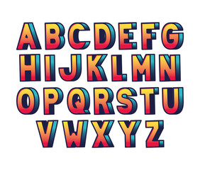 gradient alphabet lettering design, typography retro and comic theme Vector illustration