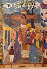 Haïtian fresco representing Jesus Christ crucified