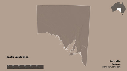 South Australia, state of Australia, zoomed. Administrative
