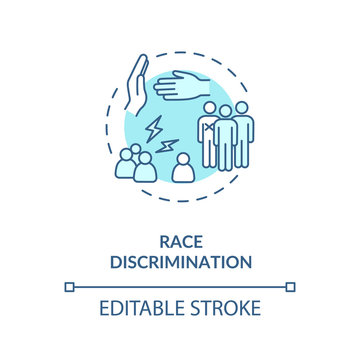 Race discrimination concept icon. Skin color and ethnic discrimination idea thin line illustration. Racism. Antisemitism. Inequality. Vector isolated outline RGB color drawing. Editable stroke