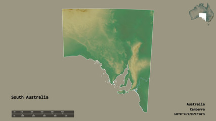South Australia, state of Australia, zoomed. Relief © Yarr65