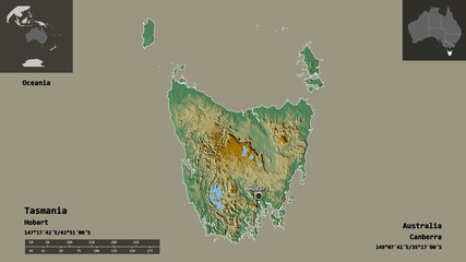 Tasmania, state of Australia,. Previews. Relief