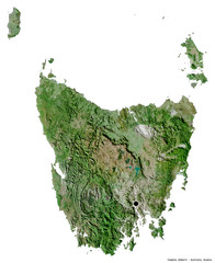 Tasmania, state of Australia, on white. Satellite
