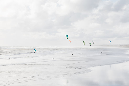 Kite Surfing, Muriwai Beach, New Zealand.