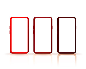 Smartphone color set collection, mobile display screen, white background. Vector